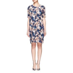 J. Crew Antique Floral Silk Blue Dress